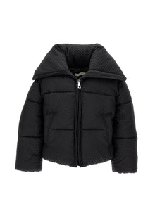 Girls | Short Embossed Nylon Down Jacket | Black