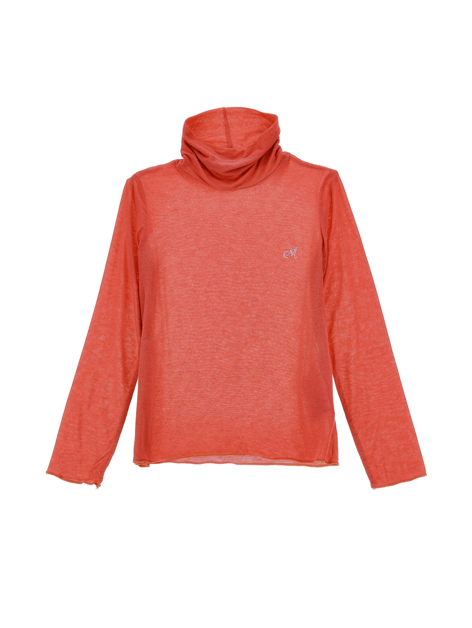 Girls | Jersey Turtleneck With Rhinestones | Orange