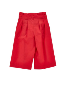 Girls | Solid Colour Cropped Trousers | Red