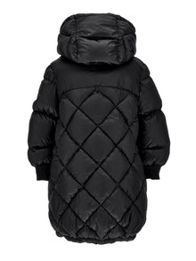Girls | Long Padded Satin-Style Jacket | Black