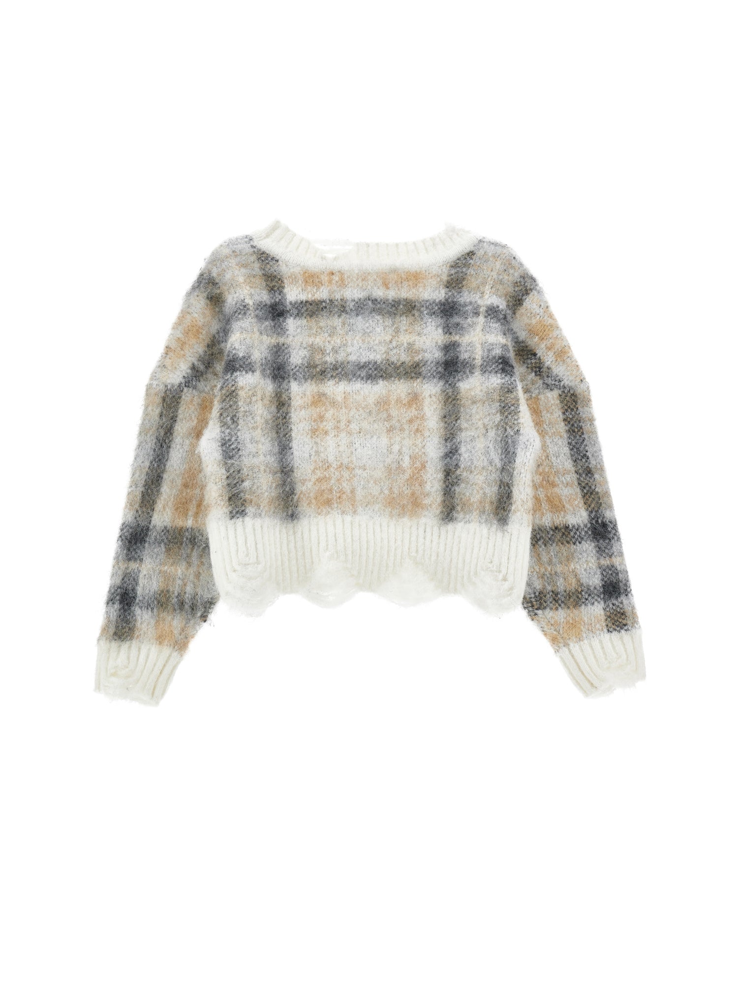 Girls | Tartan Sweater | Grey/Camel