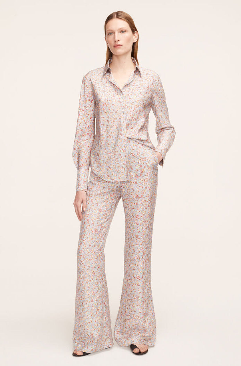 Violet Fleur Silk Pajama Pant | Violet Fleur Glass Blue Combo