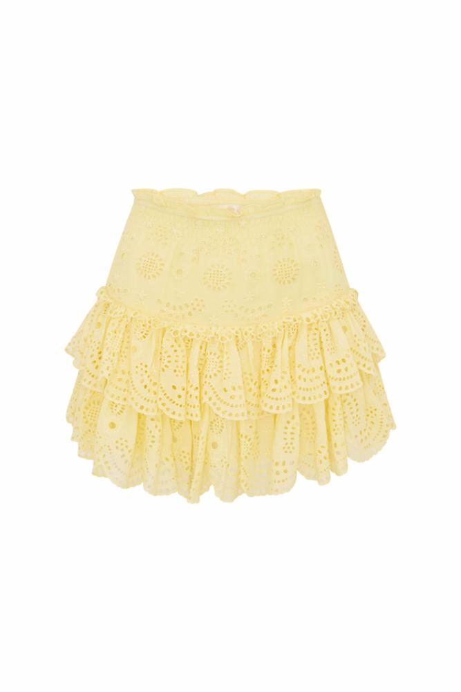 Shailo Eyelet Lace Mini Skirt | Citron