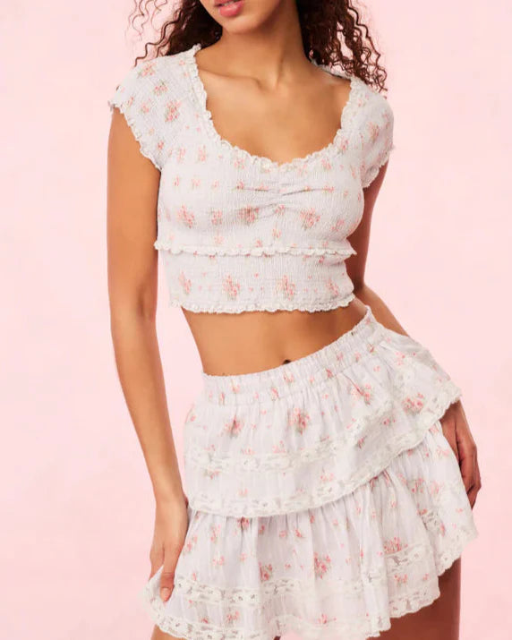 Cambron Cotton Floral Top | Thulian Pink