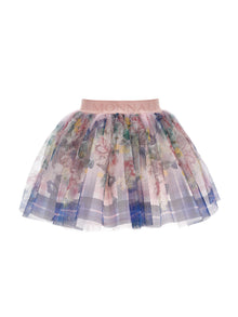 Girls | Baroque Rose Tulle Skirt | Onion/Multicolor