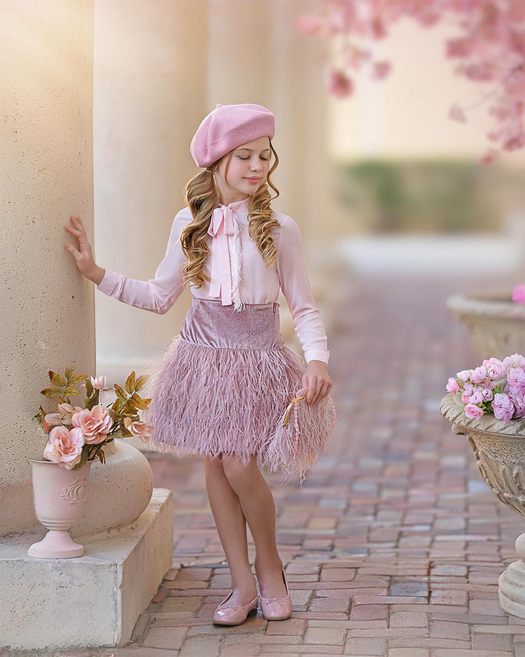 Baby Girls | Feather Skirt | Dusty Pink