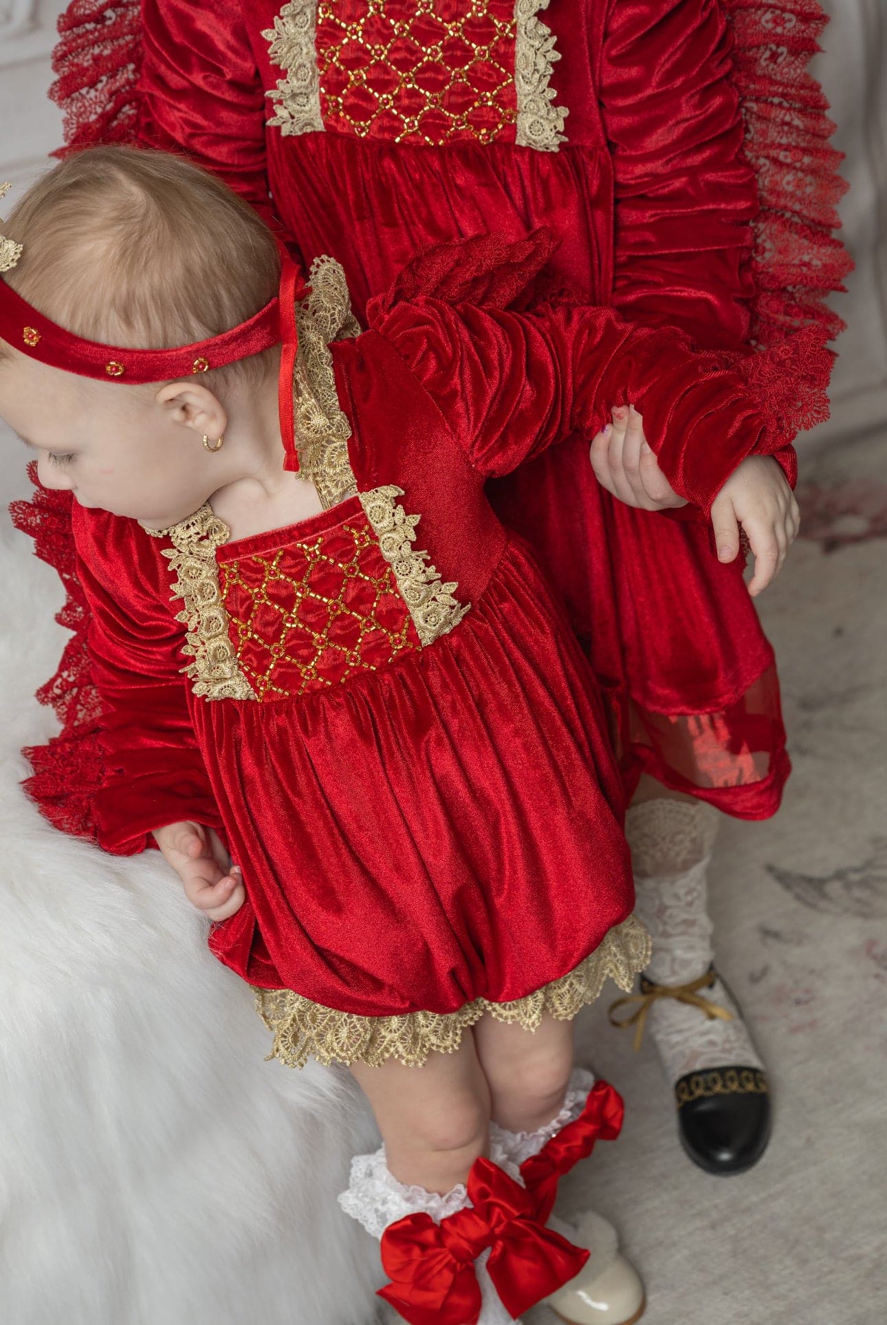 Baby Girls | Victoria Velvet Romper | Red