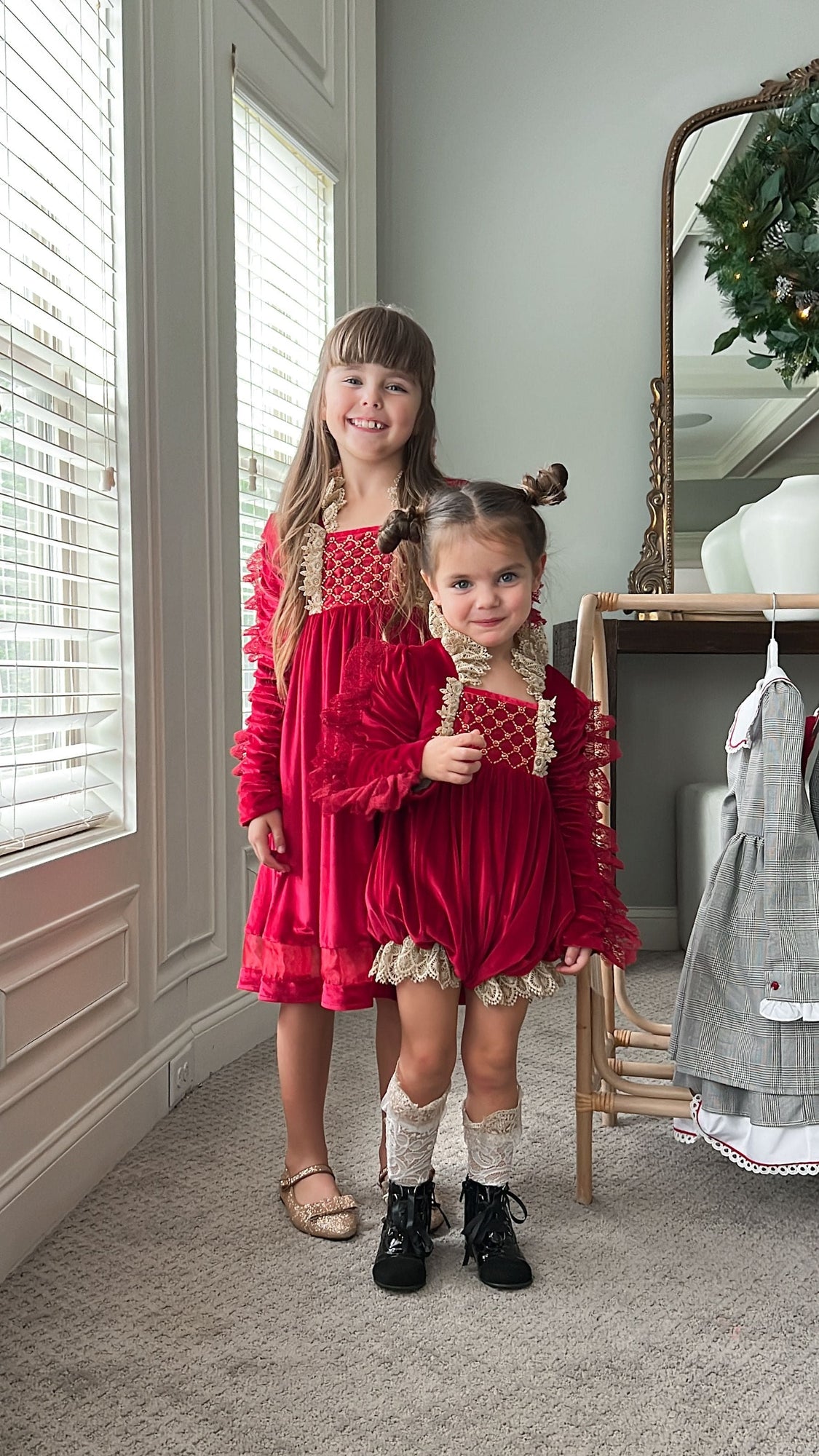 Baby Girls | Victoria Velvet Romper | Red