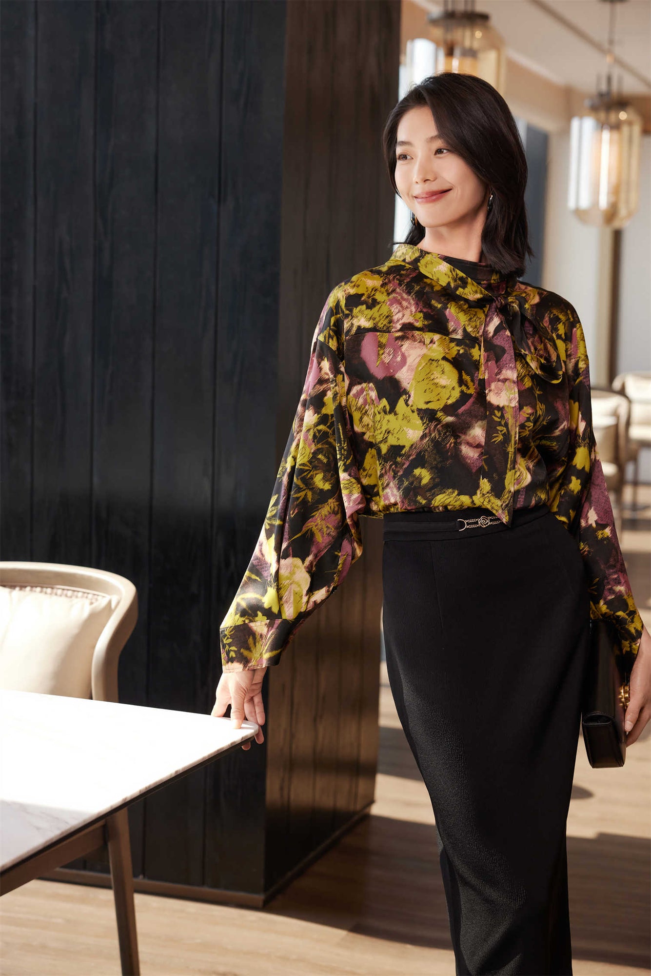 Silk Floral Shirt | Black