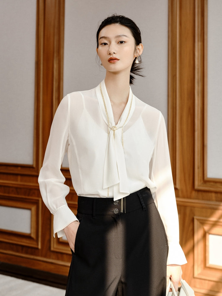 Georgette Silk Shirt | White