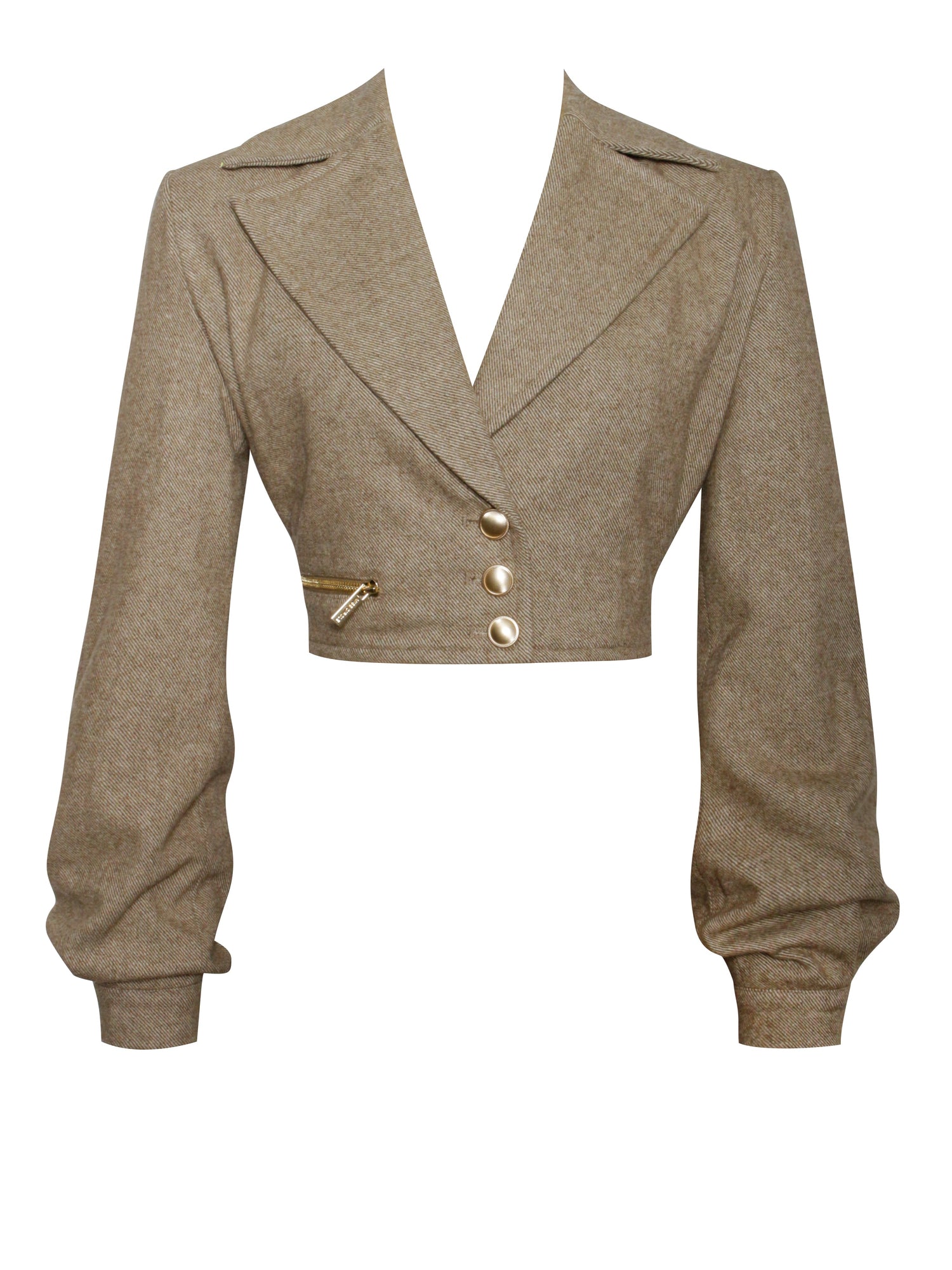 Bailee Vintage Cropped Twill Wool Blend Blazer Jacket | Sage Green