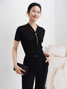 Short Sleeve Knit Sweater | Black