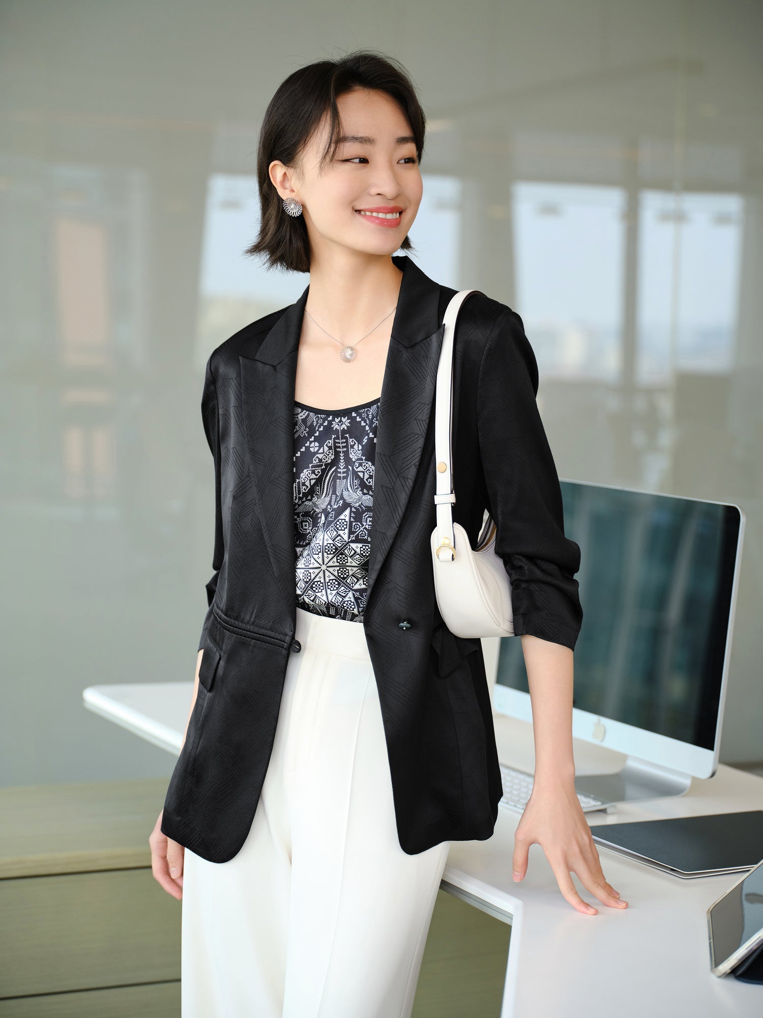 Ethnic Style Silk Camisole | Black