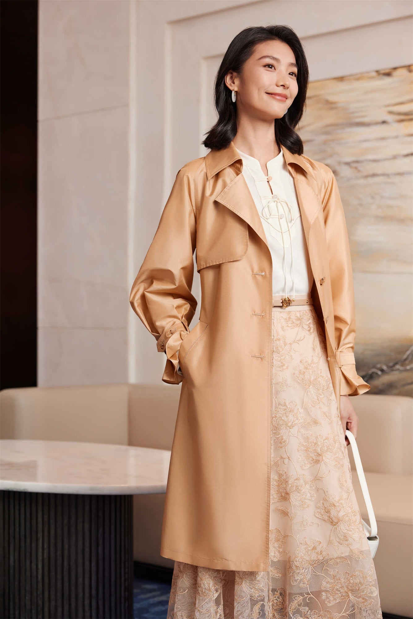 Mulberry Long Trench Coat | Khaki