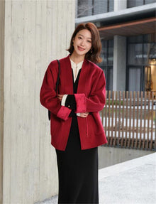 Double-Faced Wool Coat | Red