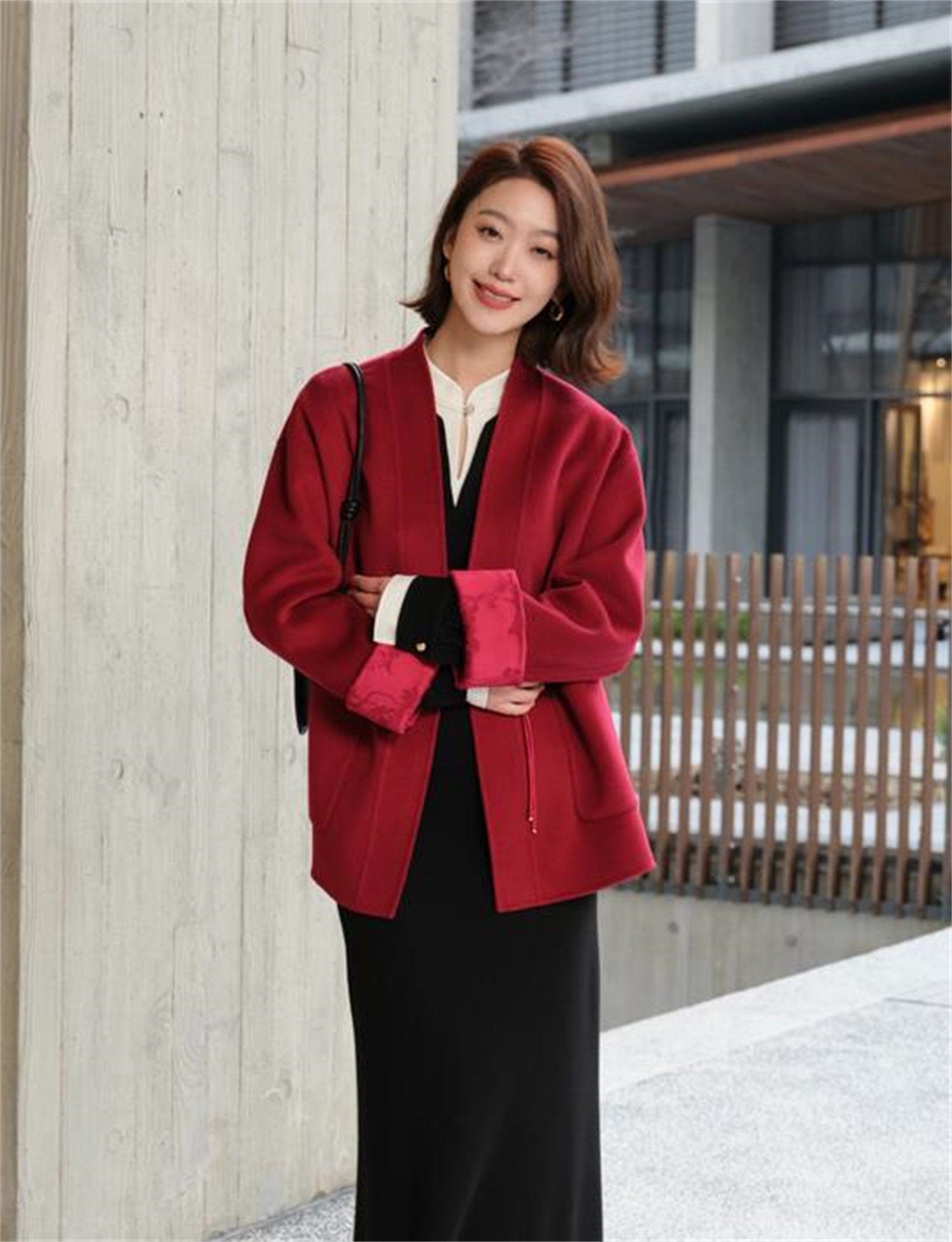 Double-Faced Wool Coat | Red