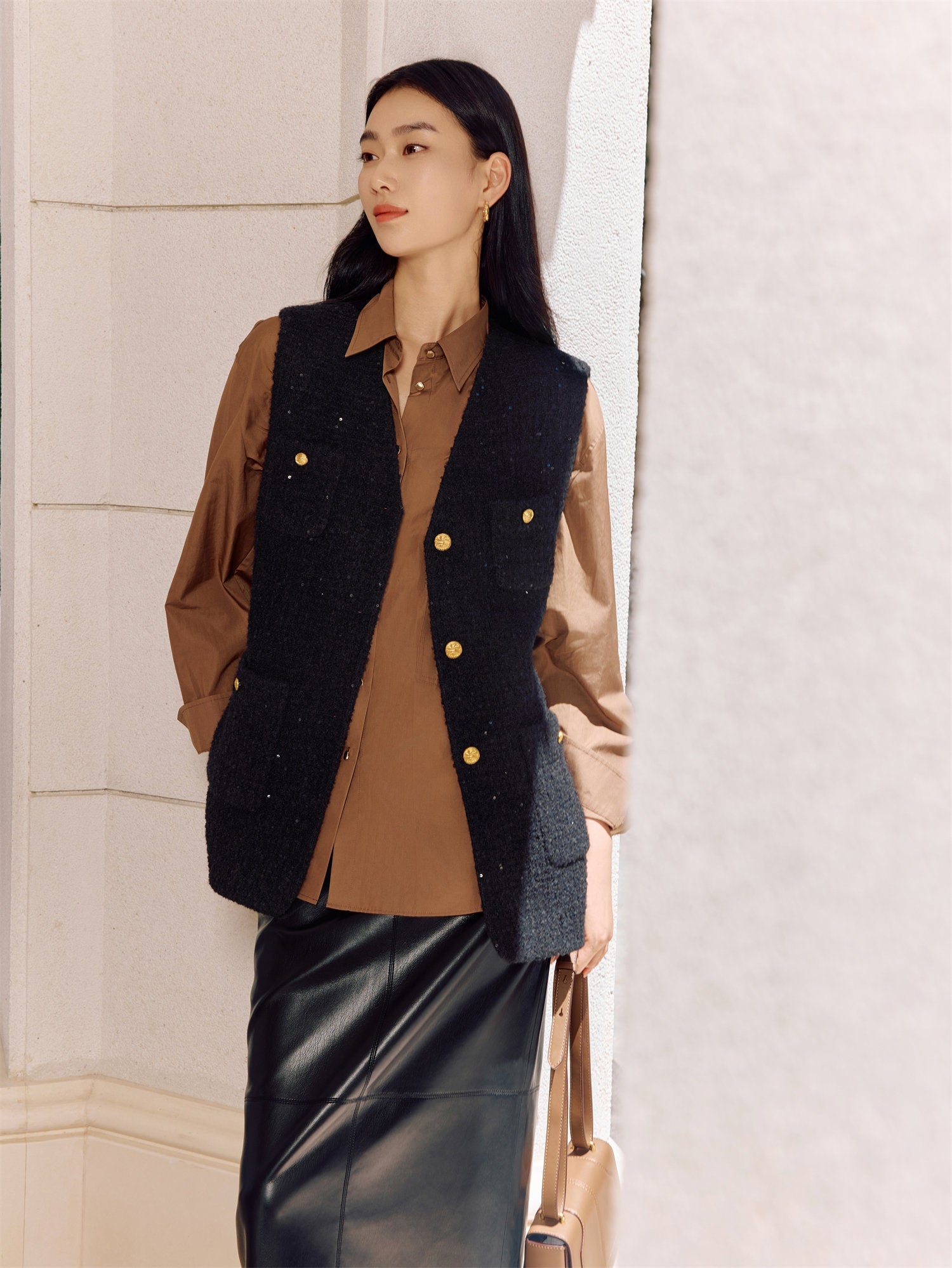 Loose Straight-Cut Vest | Black