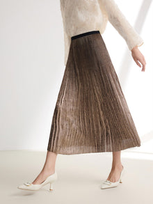Foil Pleated Skirt | Golden