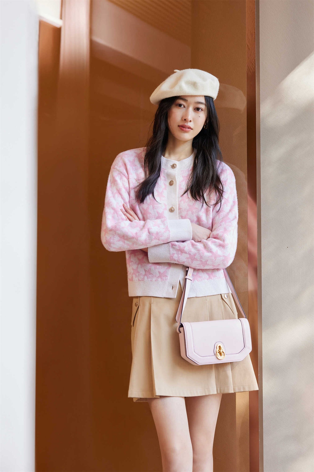 Wool Knit Cardigan | Pink