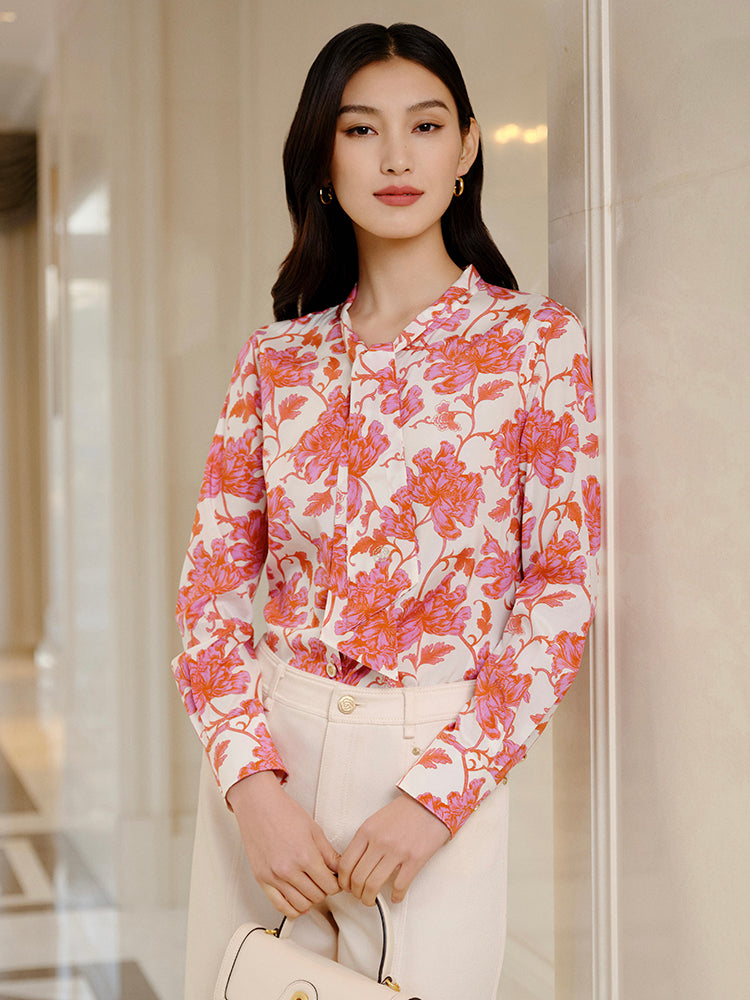 Printed Silk Shirt | Pink