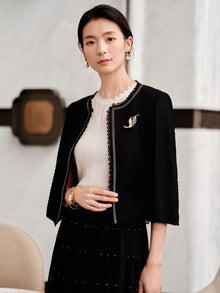Mulberry Silk Sleeveless Knit Cardigan | White