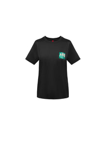 Elegant Silk Print Basic T-Shirt | Black