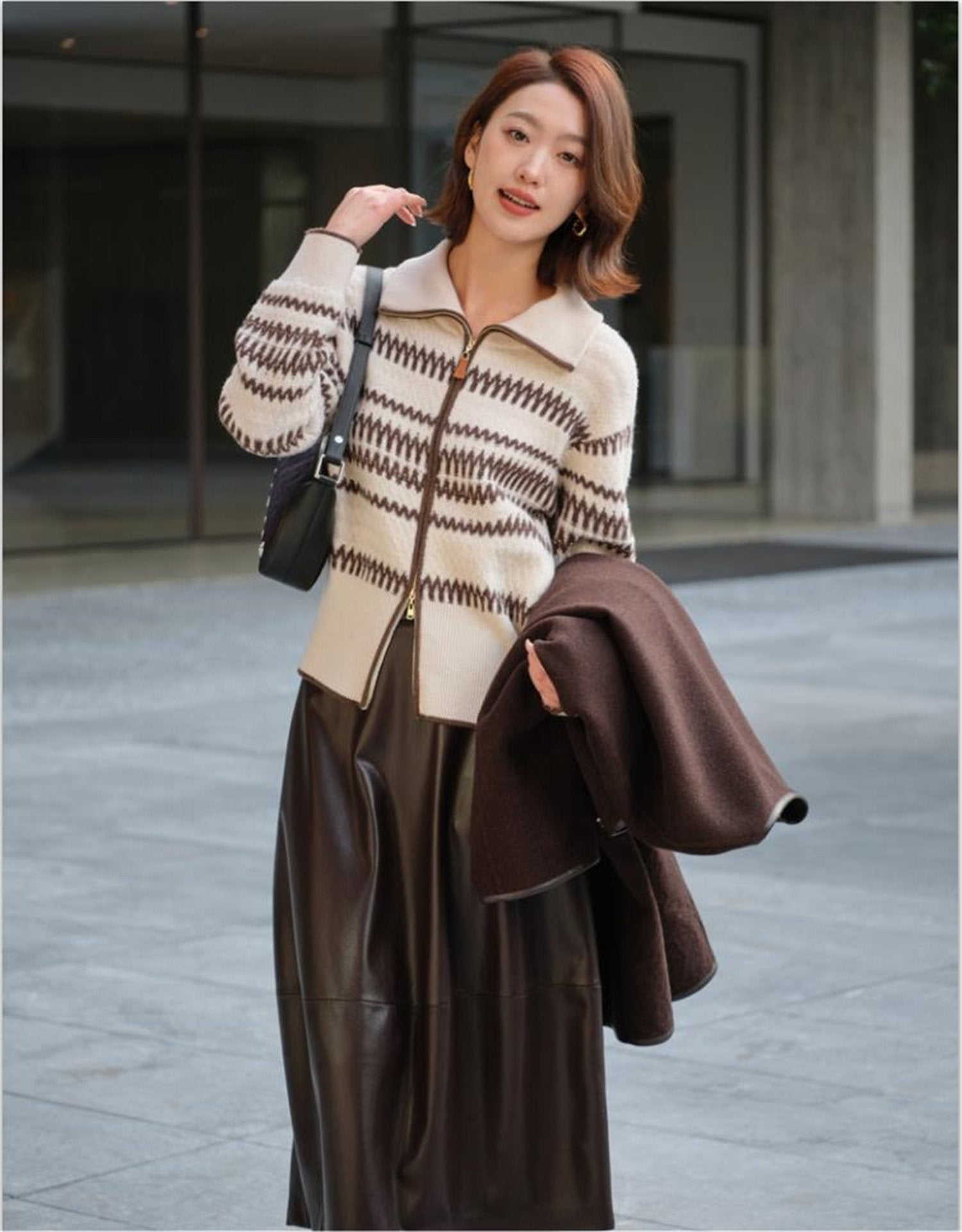 Yak Wool Ethnic-Style Zippered Collar Coat | Beige