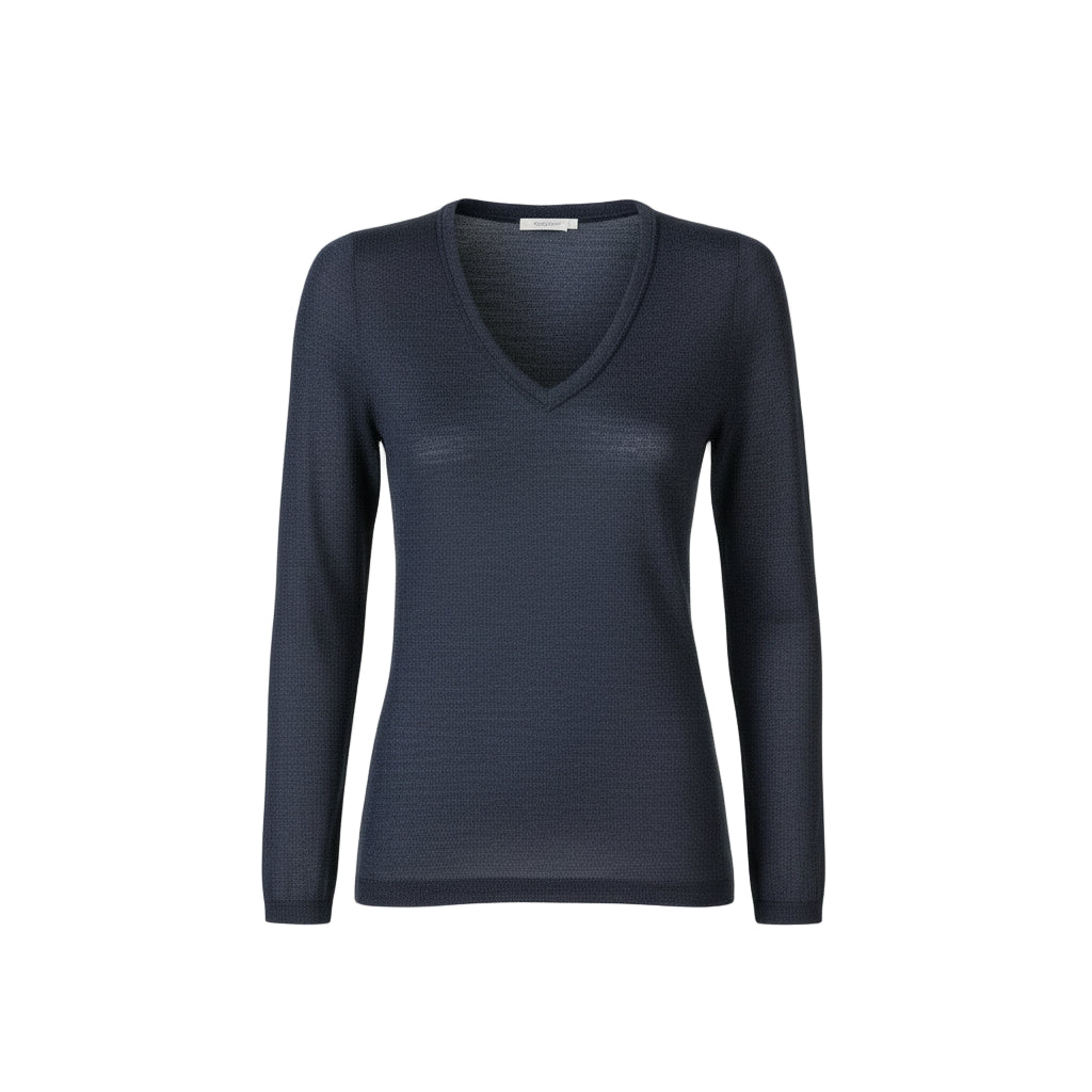 V Neck Sweater | Navy Melange