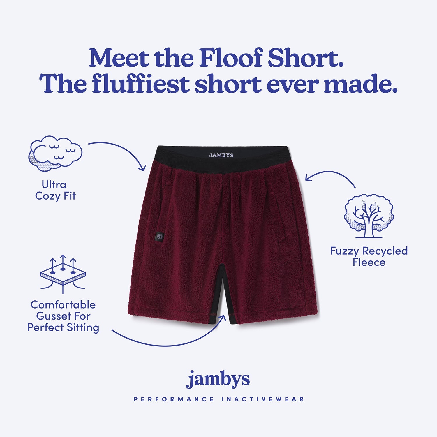 Sherpa Fleece Lounge Shorts | Cabernet/Black