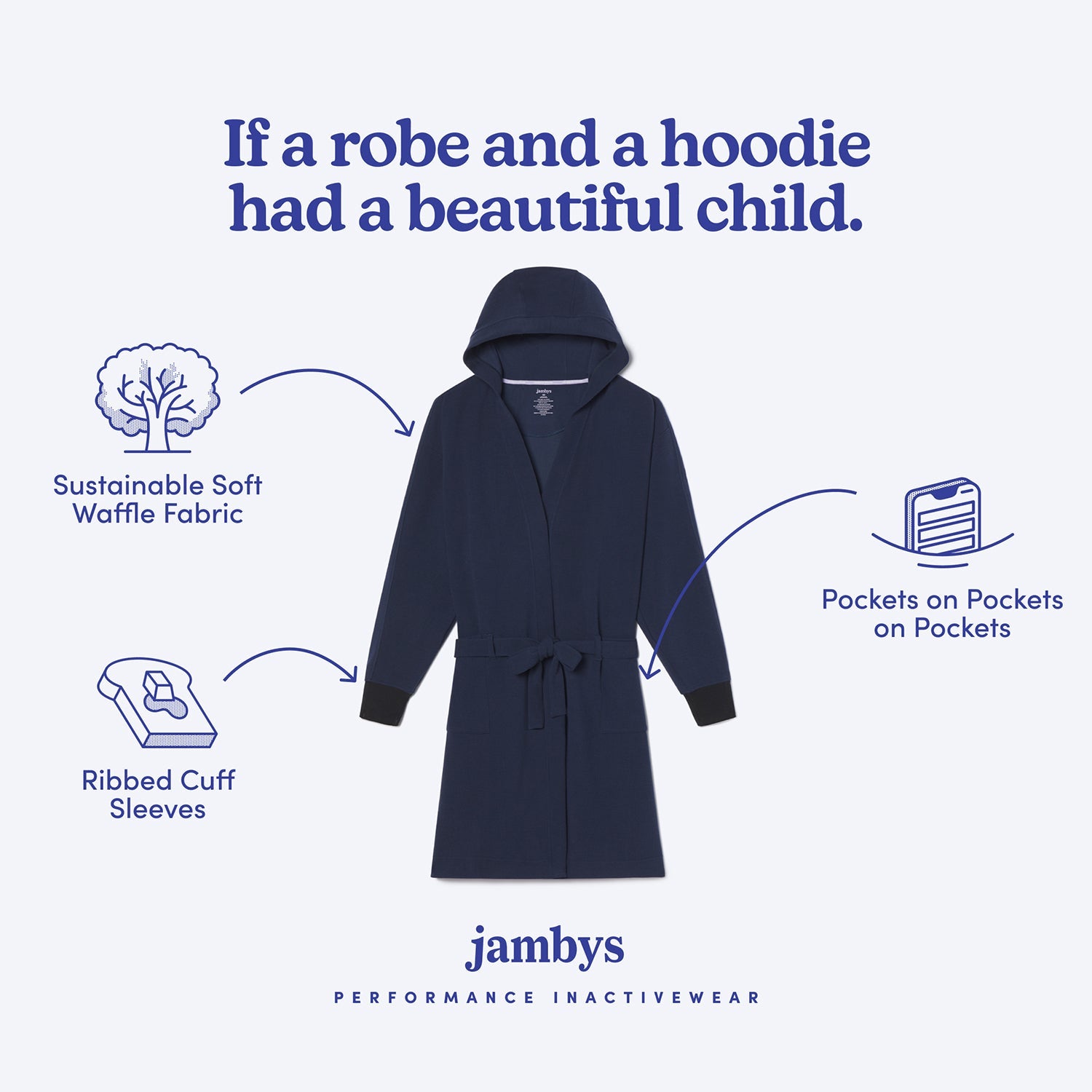 Modal Waffle Spa Robe | Navy