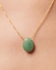 Pebble Pendant Necklace | 14K Gold on Brass | Green Aventurine