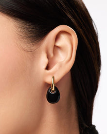 Kayla Drop Earrings | 14K Gold on Brass | Black Recycled Glass