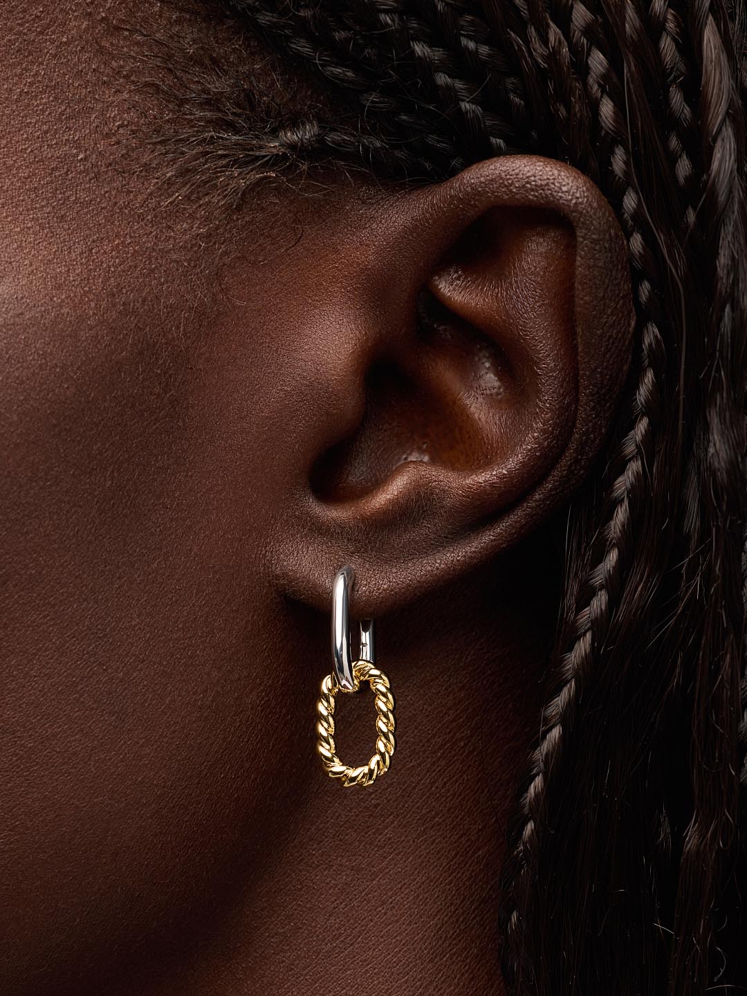 Ash Double Mini Two Tone Drop Earrings | Rhodium on Brass/14K Gold on Brass