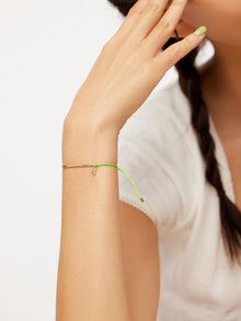 LGBTQ Education Cord Bracelet | 14K Gold on Brass | Bright Green Cord