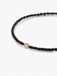 Carter Black Cord Bracelet | 10K Yellow Gold | 0.06 CTW Diamonds