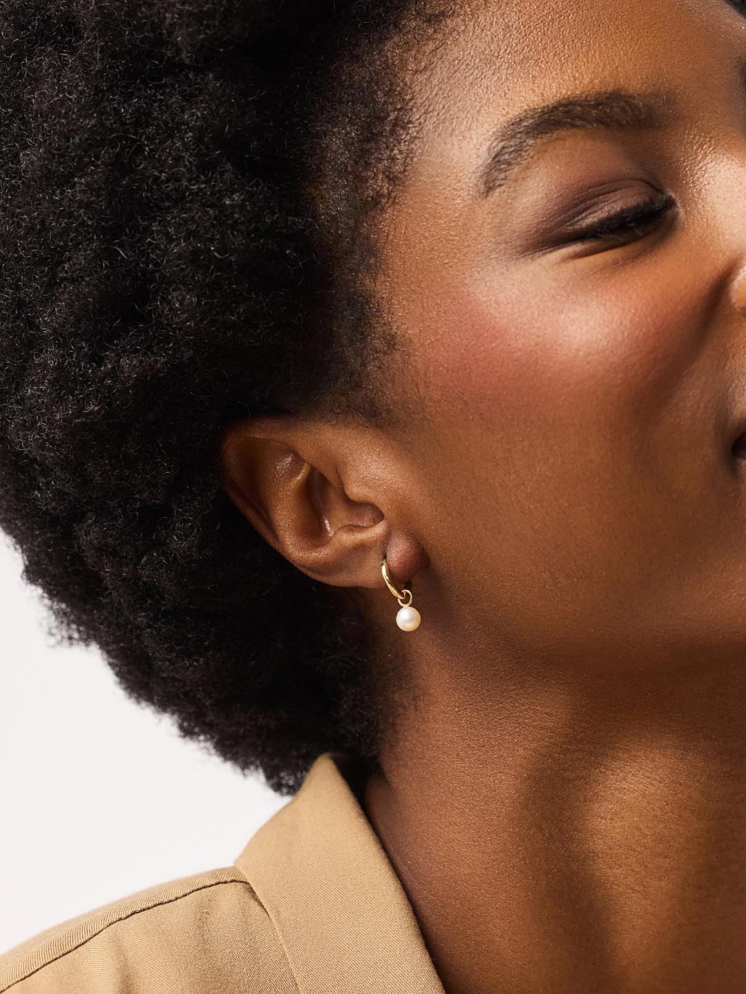 Small Hoop Earrings | 10K Solid Gold | Freshwater Pearls