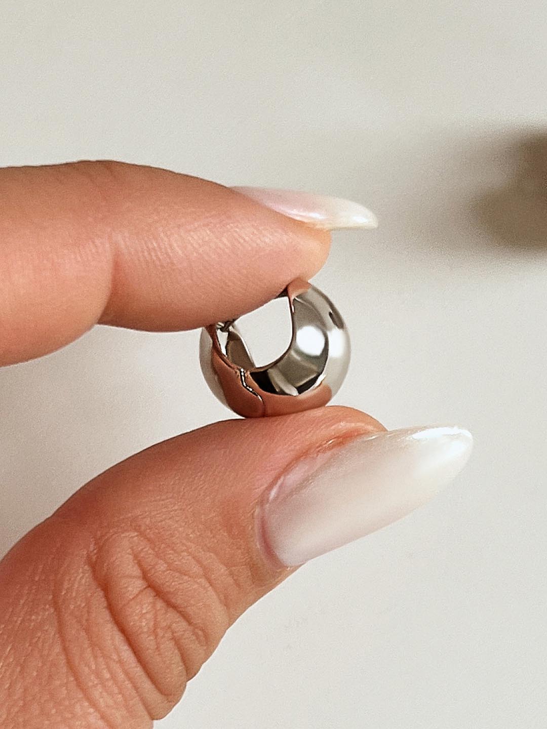 Mini Abby Sphere Hoop Earrings | Rhodium on Brass