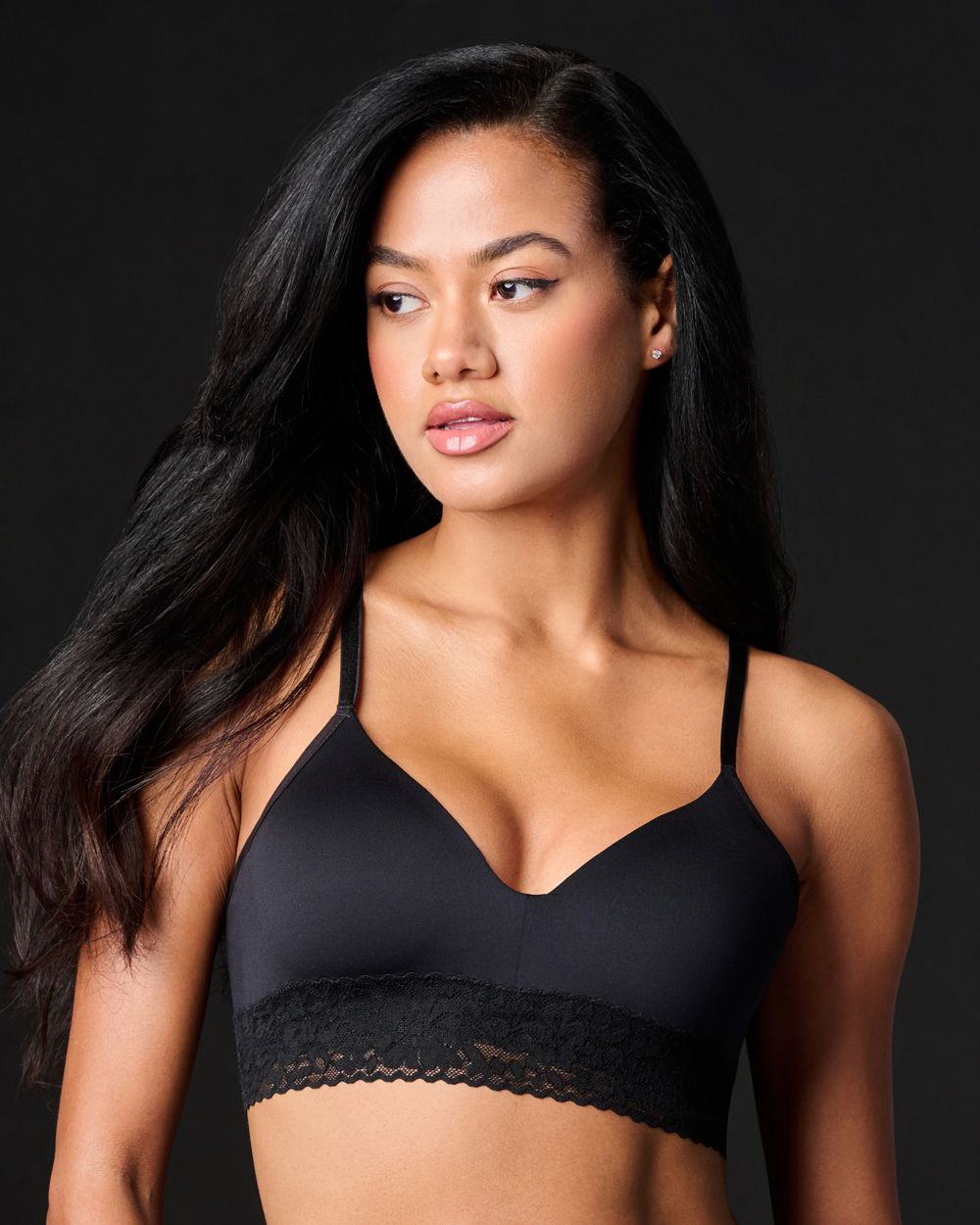 Lace Molded Wireless Bra | Black