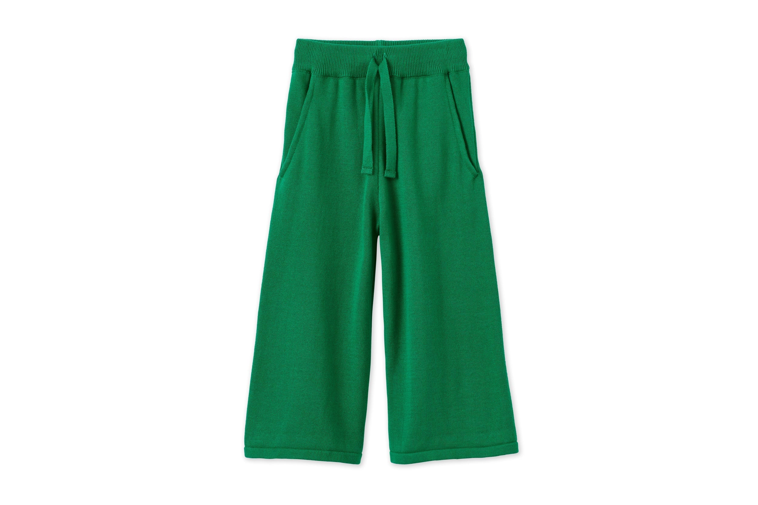 Organic Knit Wide Leg Trousers | Beech Tree Green