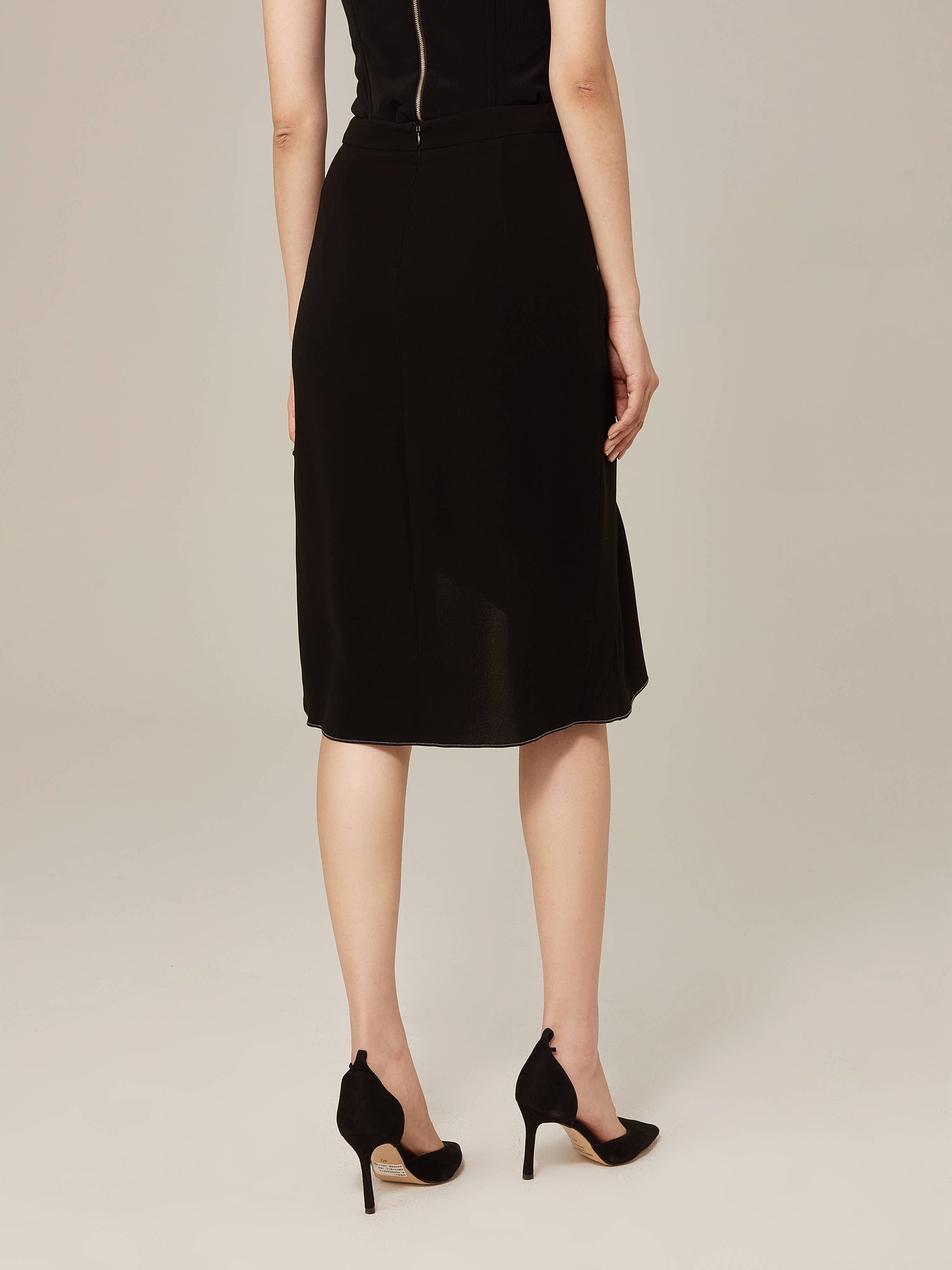 Ruffled Hem Midi Dress | Black