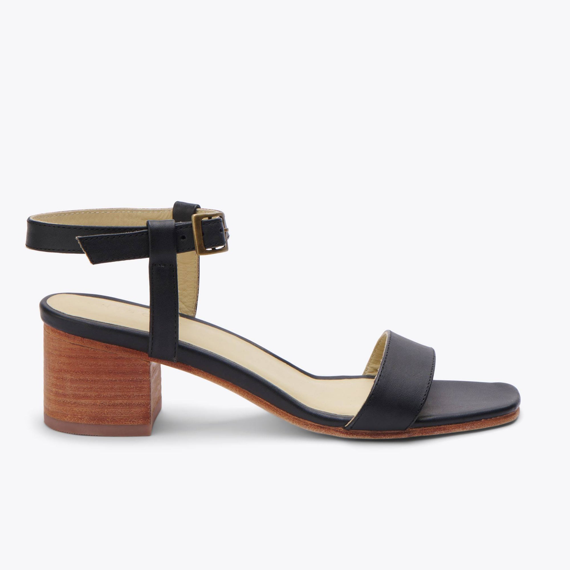 Lucia Block Heel Sandal Black Women's Leather Sandal Nisolo