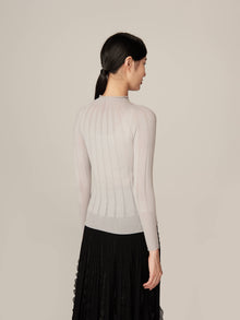 Bead Embellished Crop Knit Top | Grey