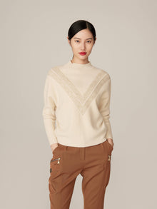 Turtleneck Sweater With Patterned Knit | Grey