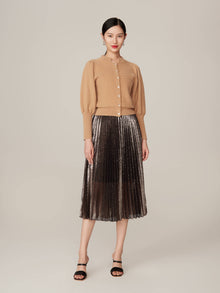 Puff Sleeve Knit Cardigan | Camel
