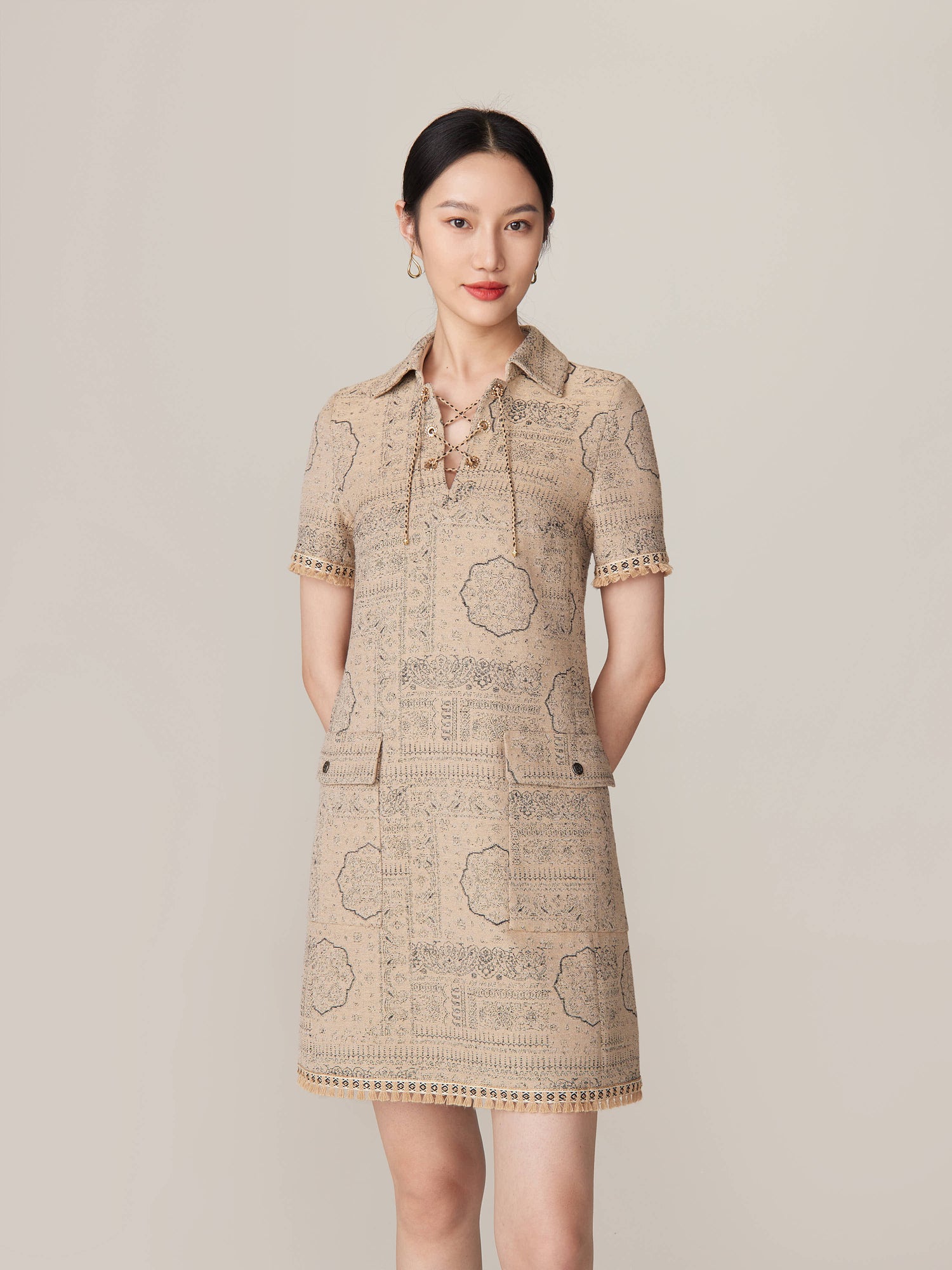Short Sleeve Dress | Camel