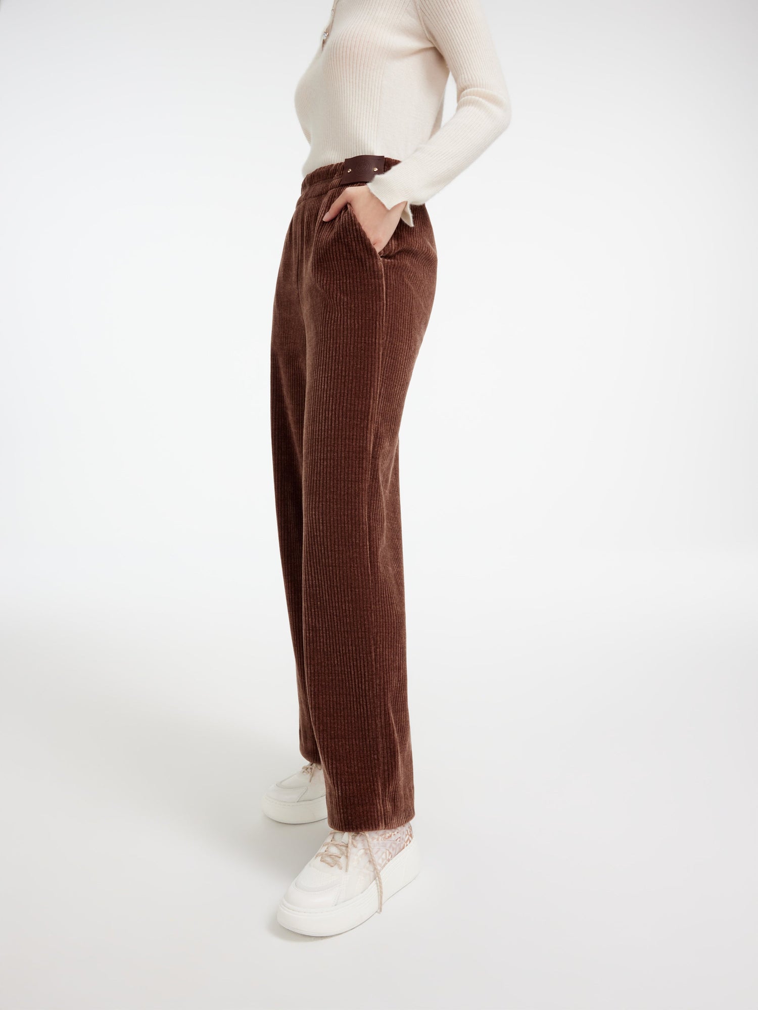 Slim-Cut Casual Track Trousers | Brown