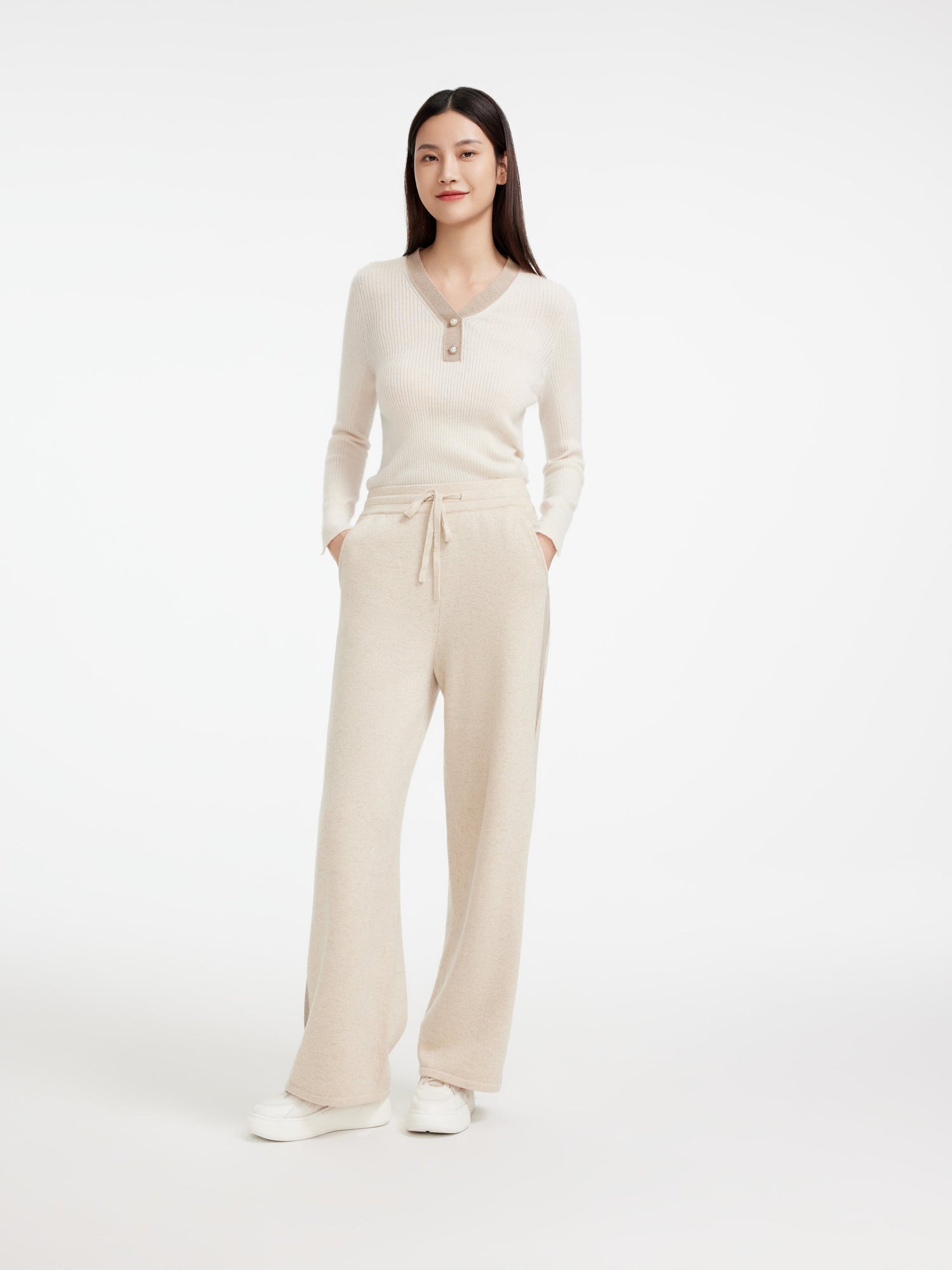Non-dyeing Cashmere Knit Pants | Beige