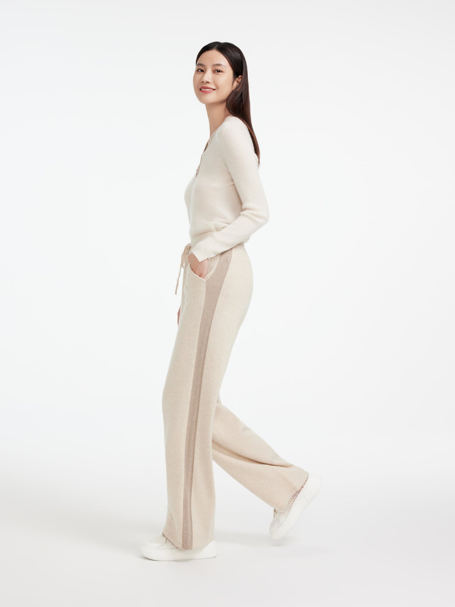 Non-dyeing Cashmere Knit Pants | Beige