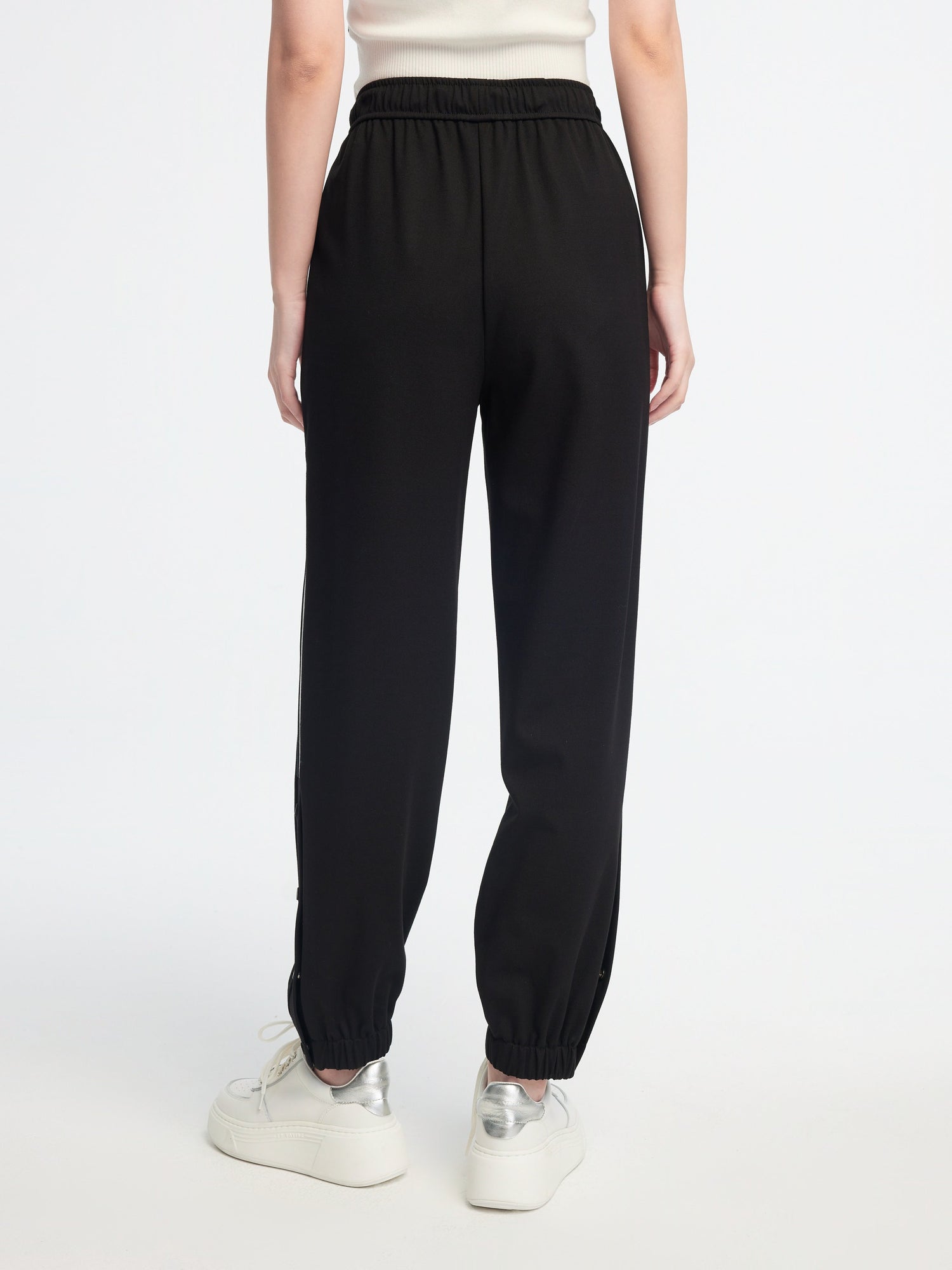 high-waisted tapered pants | Black
