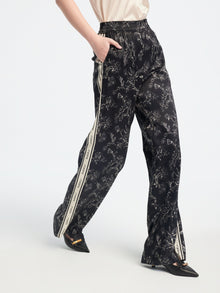 Patterned High-Waisted Wide-Leg Pant | Black